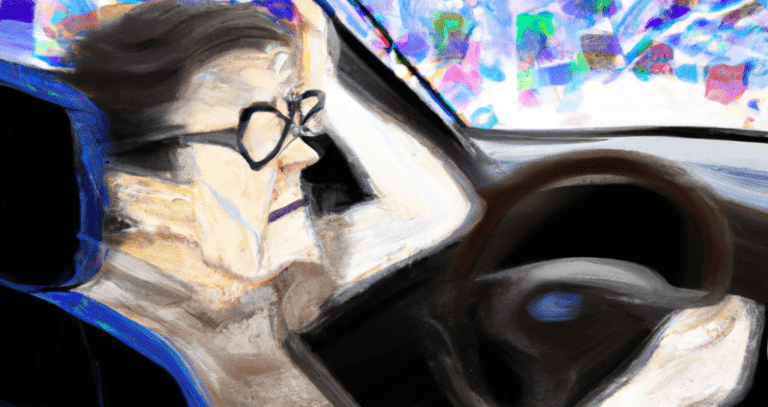 Bestuurder met cognitieve in de auto.