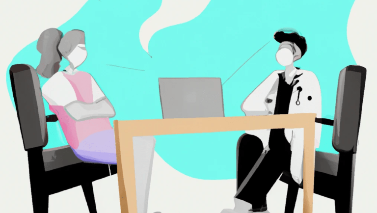 Keuringsarts achter computer voor de rijbewijskeuring.